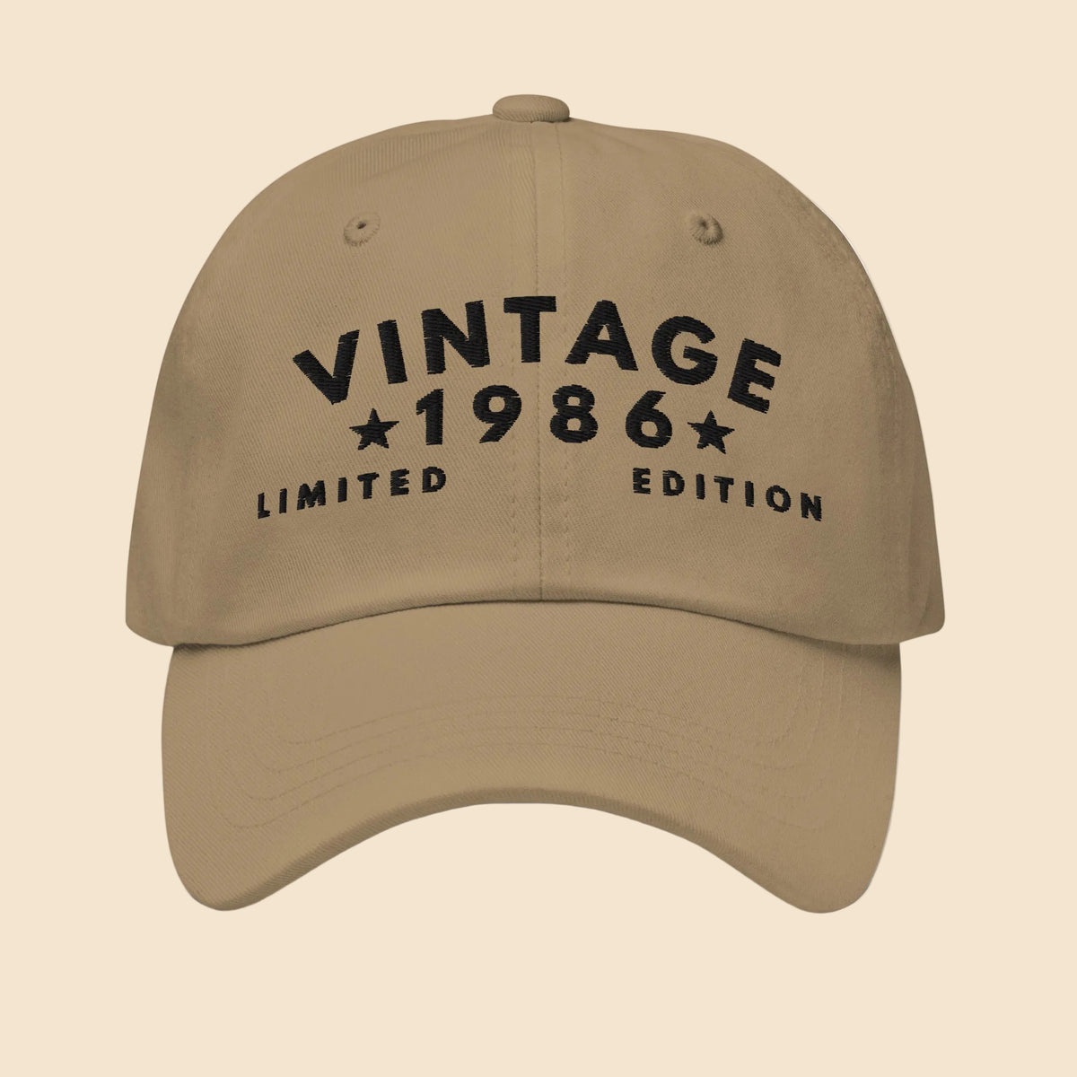 Gorra beige Vintage 1986 Limited Edition con visera curva y cierre ajustable
