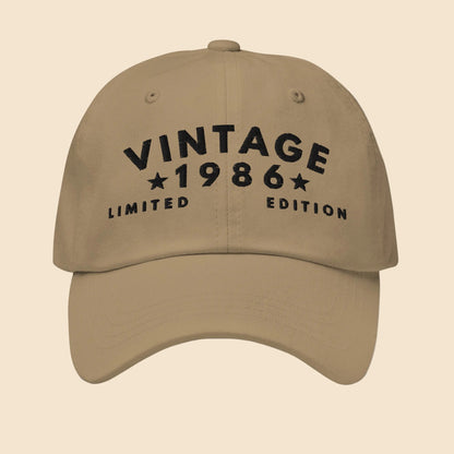 Gorra beige Vintage 1986 Limited Edition con visera curva y cierre ajustable