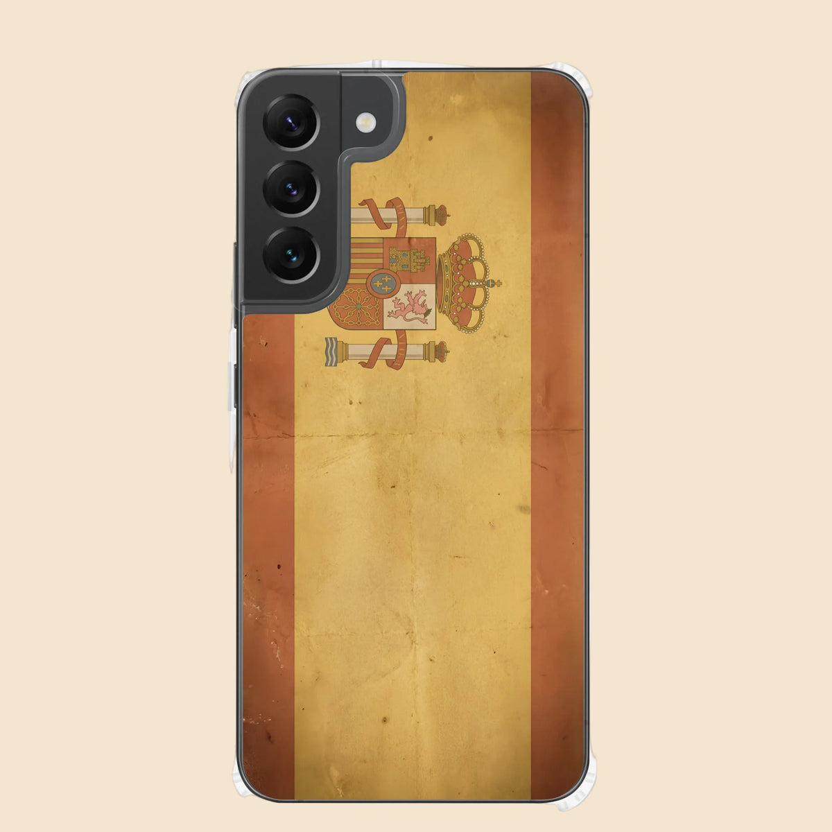 Funda transparente para Samsung con diseño vintage inspirado en bandera española antigua