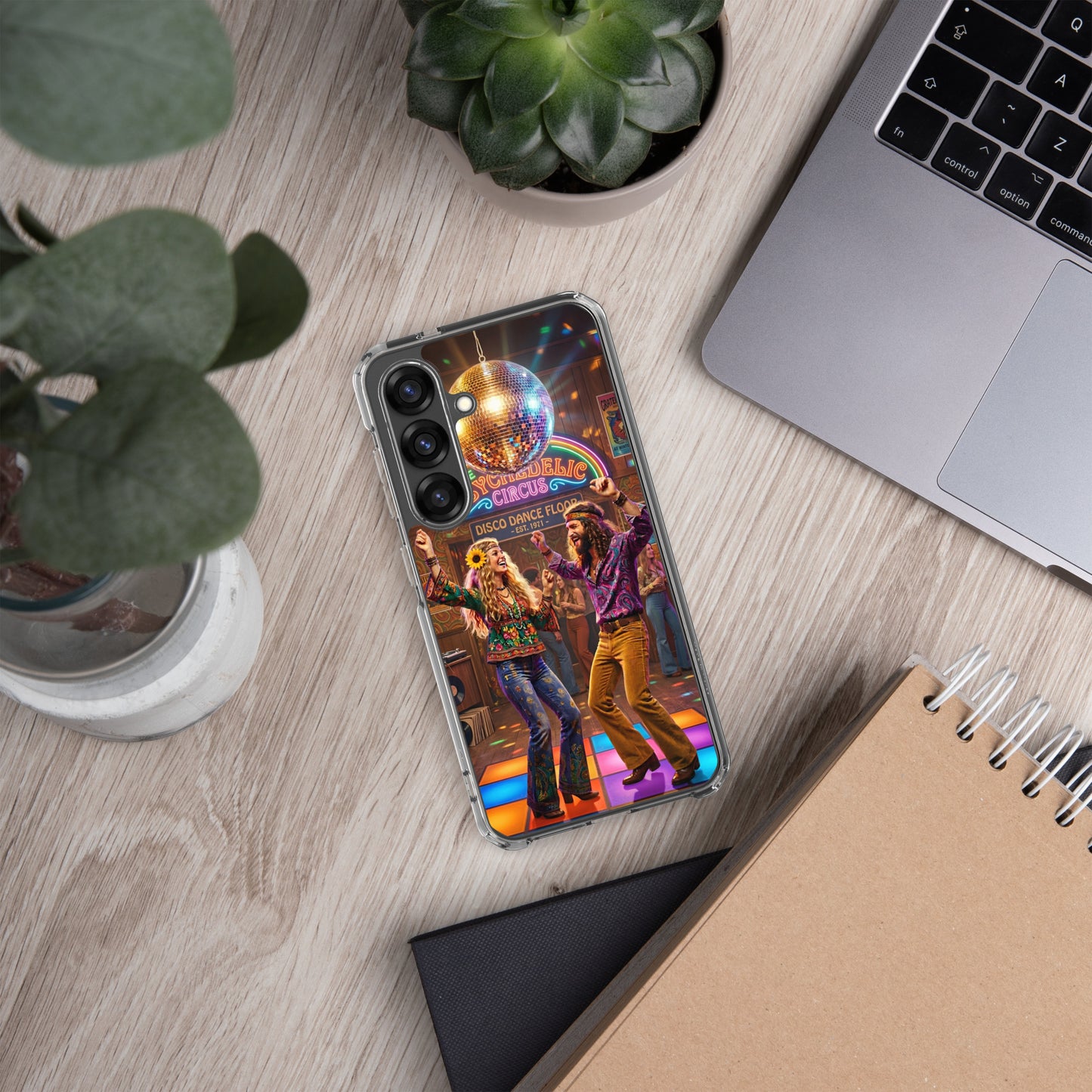 Funda de Samsung con ilustración retro de pista de baile disco con luces de neón