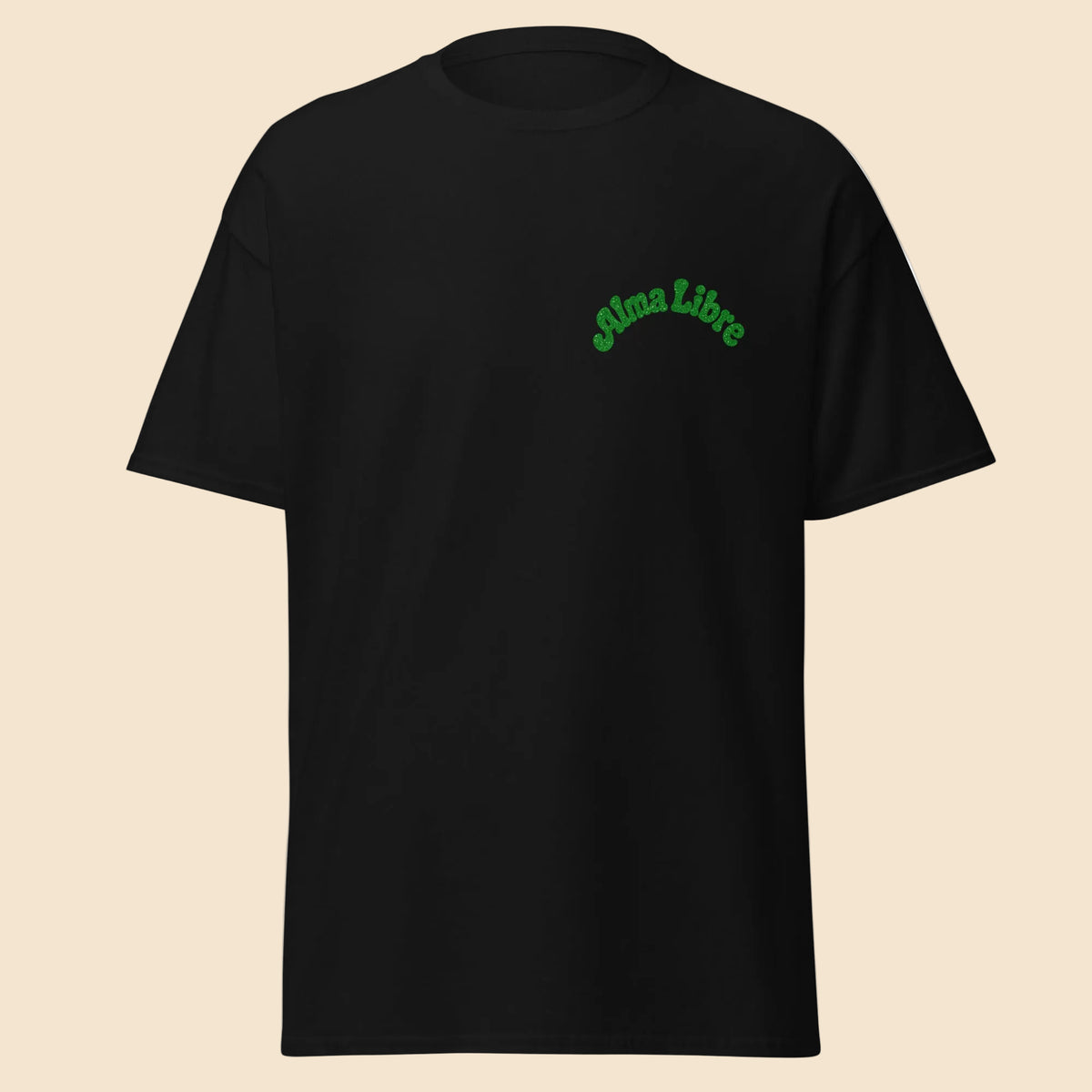 Camiseta negra unisex con diseño Small Life en color verde estilo vintage minimalista