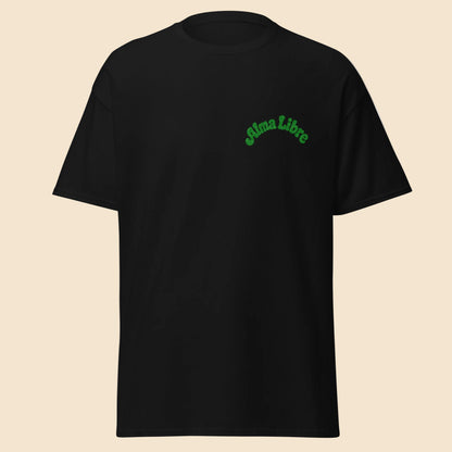 Camiseta negra unisex con diseño Small Life en color verde estilo vintage minimalista