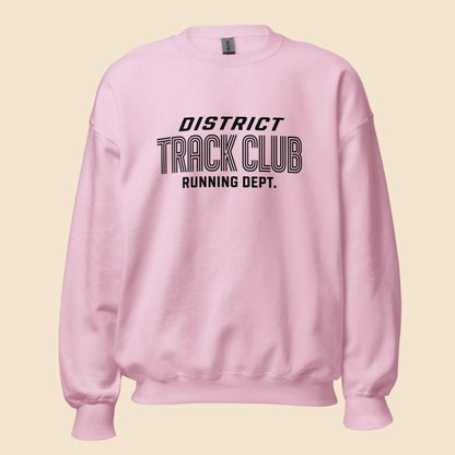 Sudadera rosa claro de cuello redondo con diseño deportivo District Track Club.