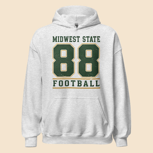 Sudadera con capucha gris con diseño deportivo universitario Midwest State 88.