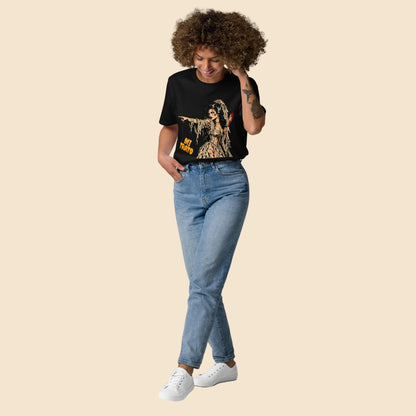 Camiseta negra unisex con ilustración retro de terror slasher Melian Vintage
