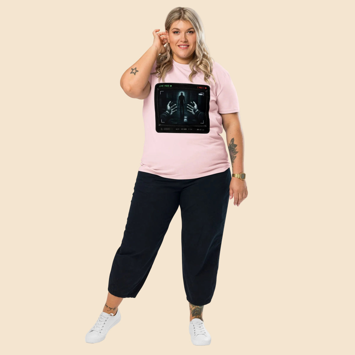 Look casual con camiseta vintage Live Feed algodón sostenible Melian Vintage
