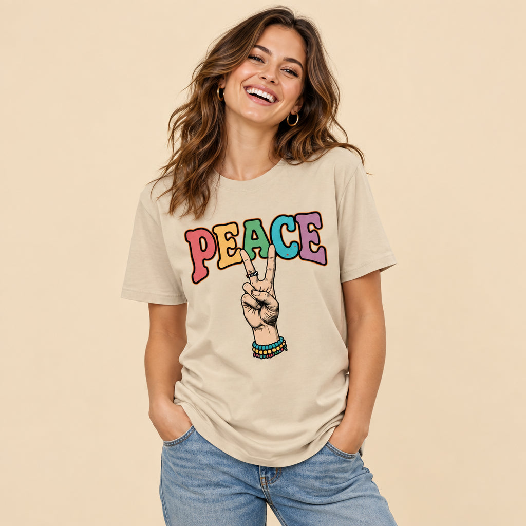 Look festivalero con camiseta beige de corte unisex Melian Vintage
