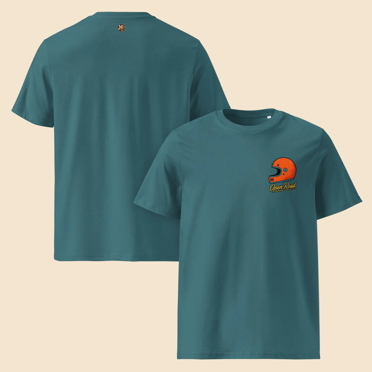 Camisetas color verde azulado Stargazer con ilustración de casco vintage
