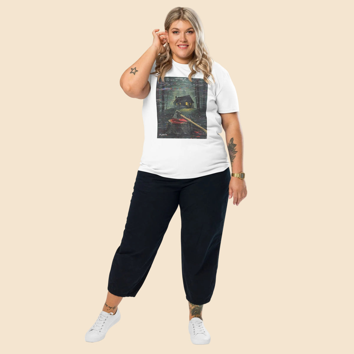 Estilo casual de otoño con camiseta blanca de corte unisex Melian Vintage
