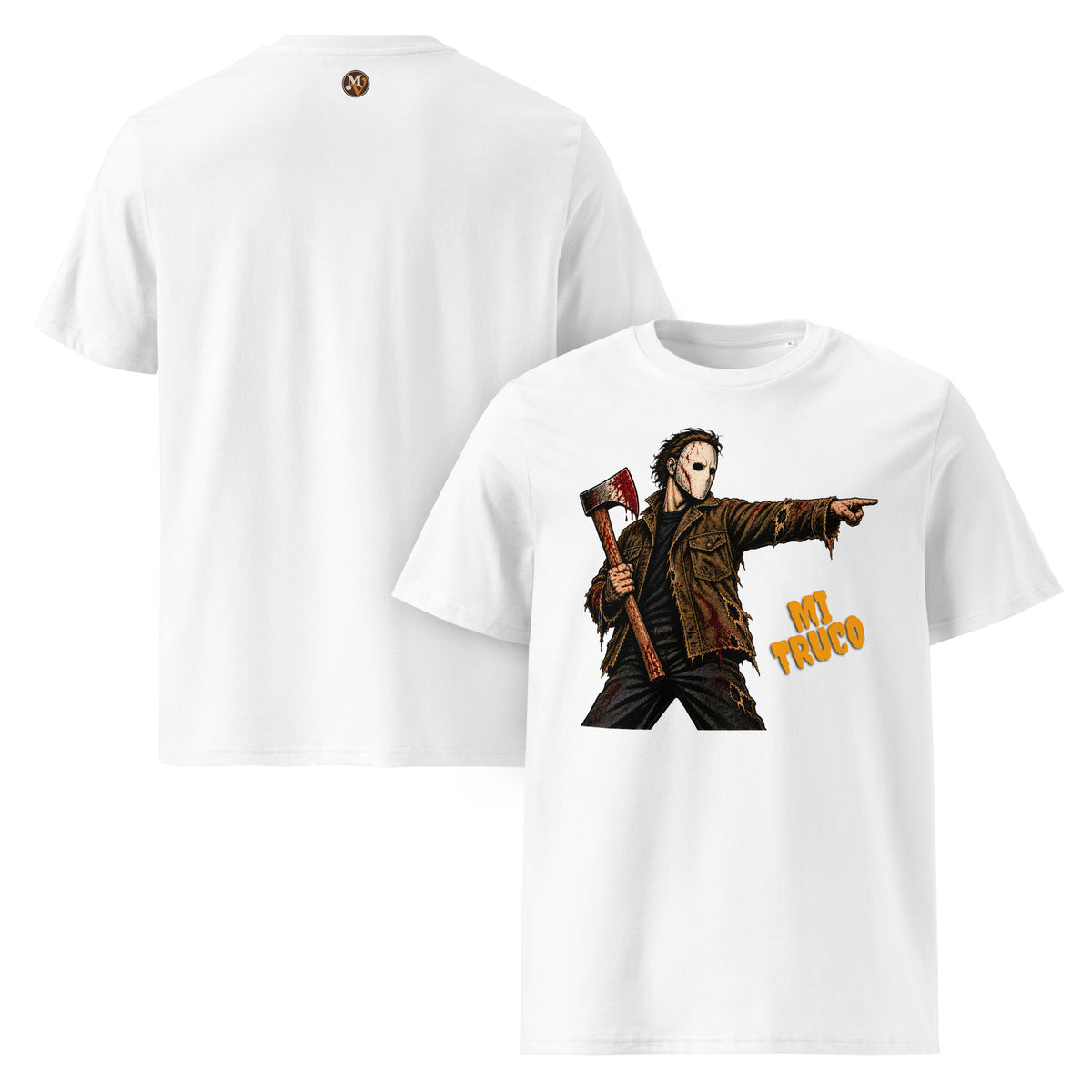 Camiseta blanca sostenible con ilustración gráfica retro Mi Truco
