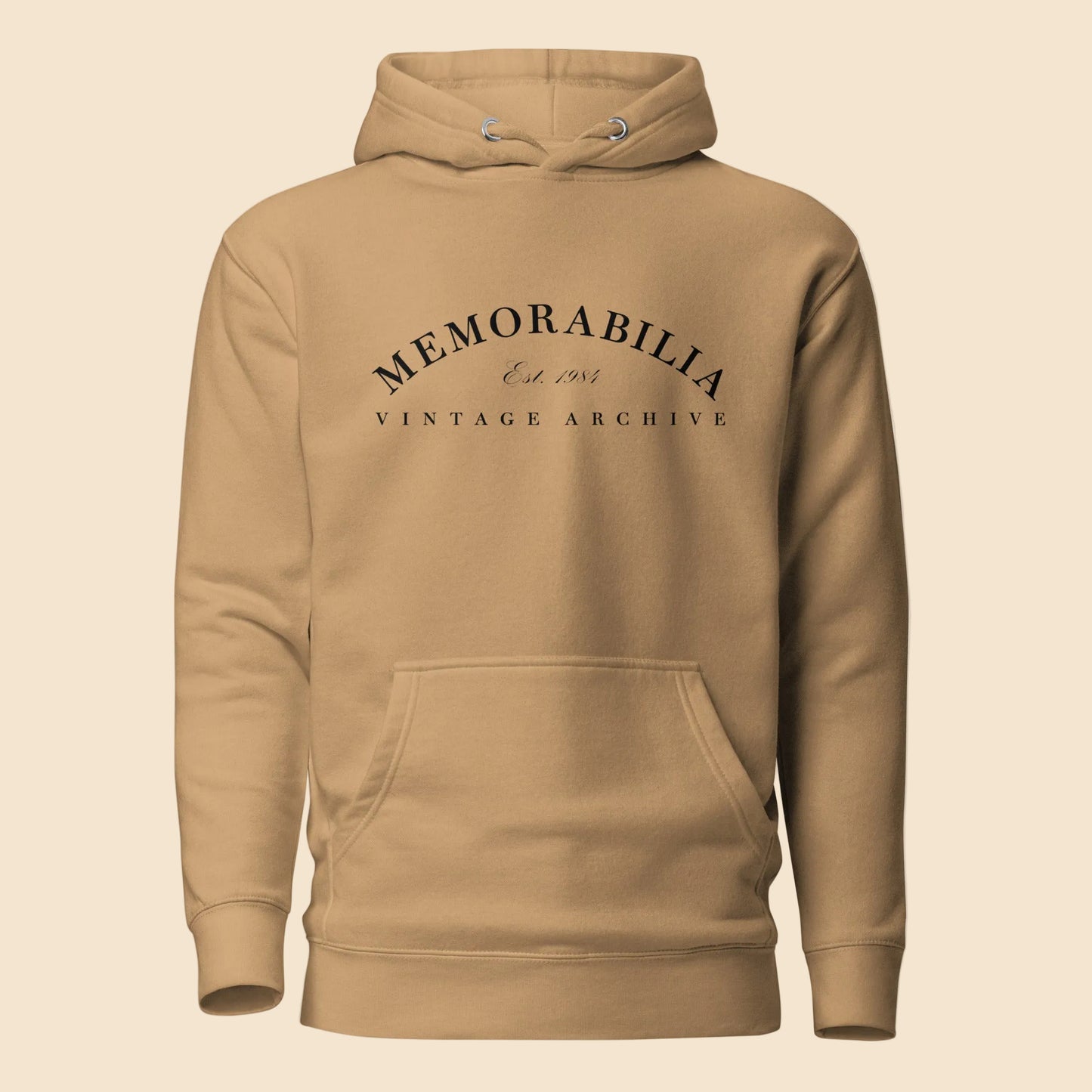Sudadera con capucha premium color kaki con diseño minimalista Memorabilia 1993.