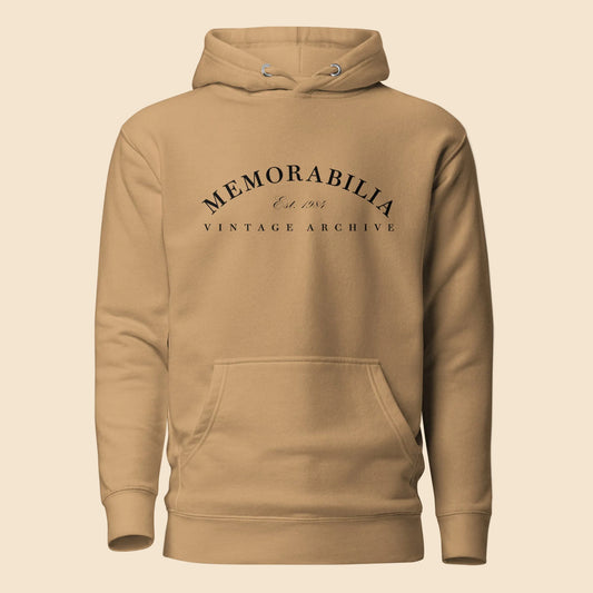 Sudadera con capucha premium color kaki con diseño minimalista Memorabilia 1993.