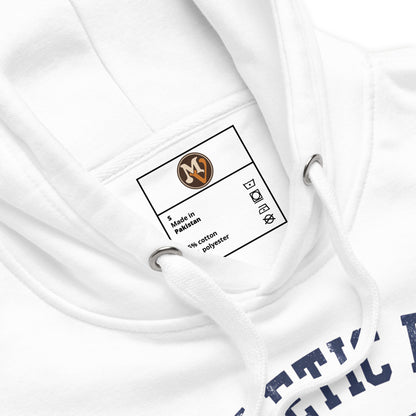Detalle del tejido exterior 100% algodón en sudadera blanca premium Athletic Dept.