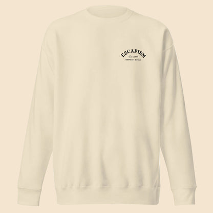  Sudadera premium de cuello redondo color hueso con diseño minimalista Escapism.