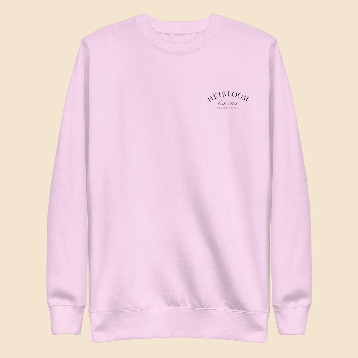 Sudadera premium de cuello redondo con diseño minimalista Heirloom 1972.