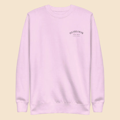 Sudadera premium de cuello redondo con diseño minimalista Heirloom 1972.