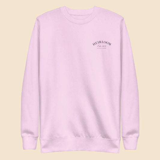Sudadera premium de cuello redondo con diseño minimalista Heirloom 1972.