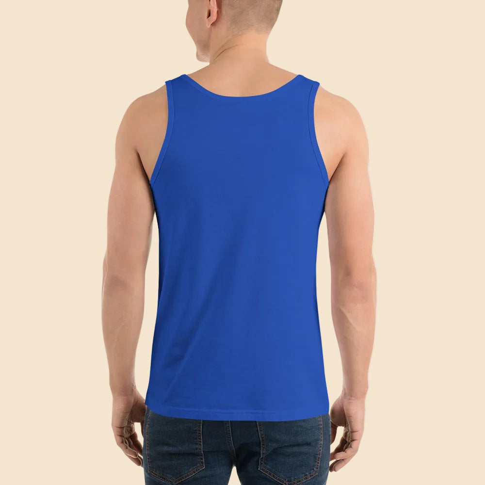 Camiseta de tirantes azul vista desde la espalda